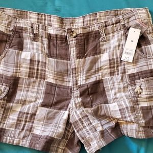 Brown Plaid Shorts Size 16